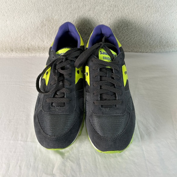 Saucony Shadow 5000 Mens Shoes Dark Grey Neon Yellow Athletic Sneakers Size 9 - Picture 2 of 15